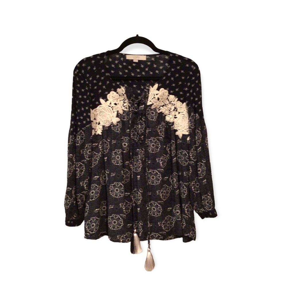 Anne Taylor Loft Lace-Up Front Top Size XS